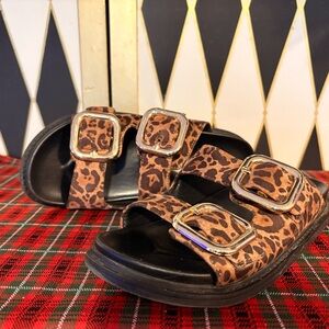 Universal Thread Leopard Print Sandals with Buckles
